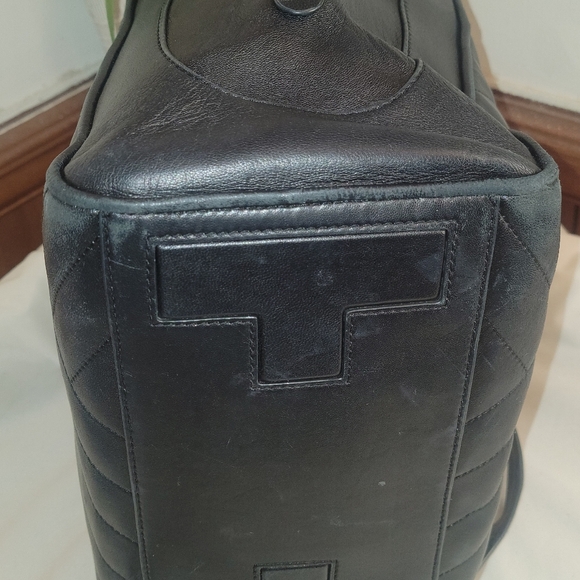 Tory Burch Black Leather Quilled Satchel Crossbody Gold Hardware - Picture 3 of 11